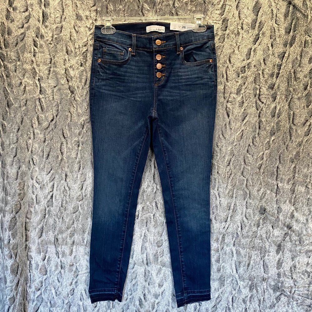 LOFT Modern Skinny Jeans, button fly, Blue color - Size 2P (NWT)